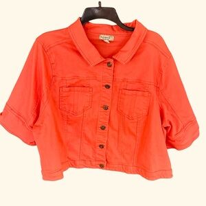 ONE WORLD Vibrant Orange Denim Jacket Size 3X